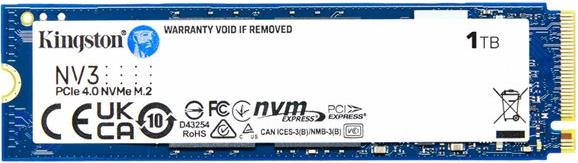 Kingston SSD 1TB NV3 M.2 2280 PCIe 4.0 NVMe SSD , SNV3S/1000G