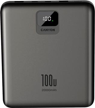 CANYON power bank PB-2008 LED FLAT 20000 mAh PD100W QC3.0 Dark Grey