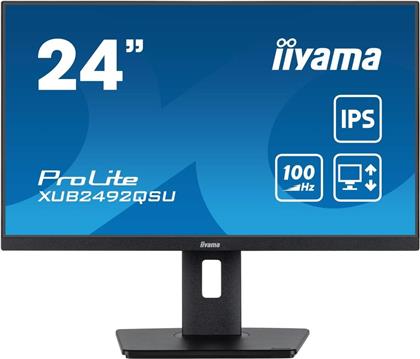 61cm/24" (2560x1440) Iiyama ProLite XUB2492QSU-B1 16:9 WQHD IPS 0,5ms 100Hz HDMI DP USB Speaker Pivot Black
