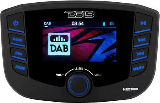 Marine radio DS18, MRX300D, 4x50W RMS, LCD 3", DAB+ ulaz kamera, BT, RDS, 3 zone, 4V izlaz