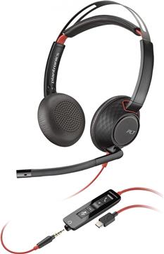 HP Poly Blackwire 5220 Stereo USB-C Headset +3.5mm Plug +USB-C/A Adapter (207586-201/207576-201)