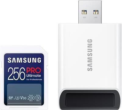 SD Card 256GB Samsung SDXC PRO Ultimate CL10 Reader retail