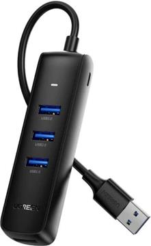 USB HUB UGREEN, USB 3.0 A, 4-portni, crni, 0.25m