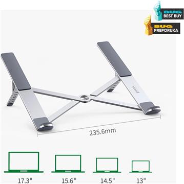Podloga za laptop UGREEN, do 17.3incha, do 5kg, sklopiva, podesiva po visini, siva