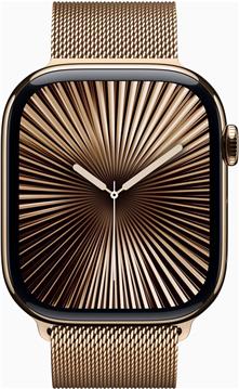 Apple Watch Series 10 GPS + Cellular 46mm Gold Titanium Case with Gold Milanese Loop - S/M