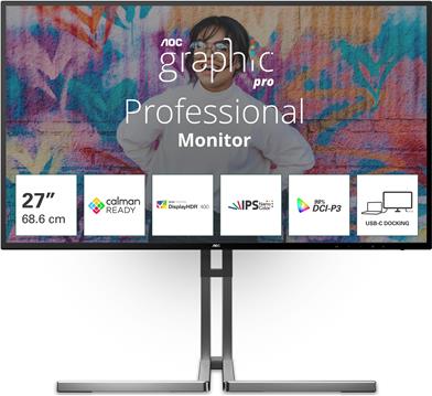 AOC U27U3CV, 27", 4K, HDMI, DP, USB-C, RJ45, Calma