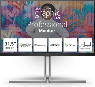 AOC U32U3CV, 32", 4K, HDMI, DP, USB-C, RJ45, Calma