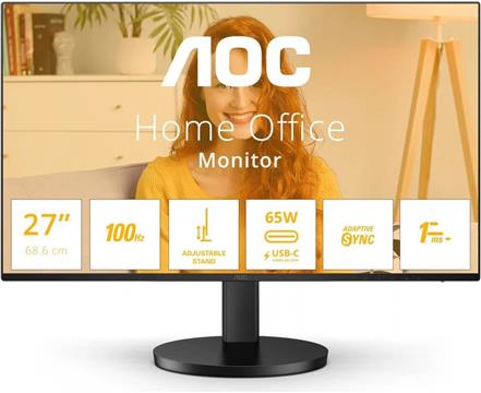AOC IPS 27" Q27B3CF2, QHD, HDMI, USB-C, HAS, 100Hz