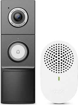 TP-Link Tapo Smart bežično zvono za vrata s video kamerom 2K 5MP 2560×1920px, 180° dijagonalno, 3DNR, WDR, dvosmjerni audio, 16x zoom, detekcija pokreta, FC night vision, glasovna kontrola, IP66