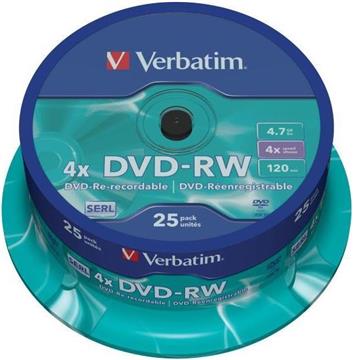 DVD-RW Verbatim 4,7GB 25pcs Jew 4x
