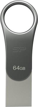 Silicon Power Mobile C80 USB flash drive 64 GB USB Type-A / USB Type-C 3.0 (3.1 Gen 1) Titanium