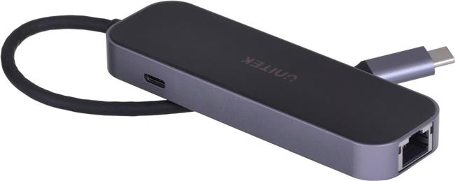 UNITEK HUB USB-C 3.1,RJ-45,3XUSB-A,HDMI,4K,PD100W