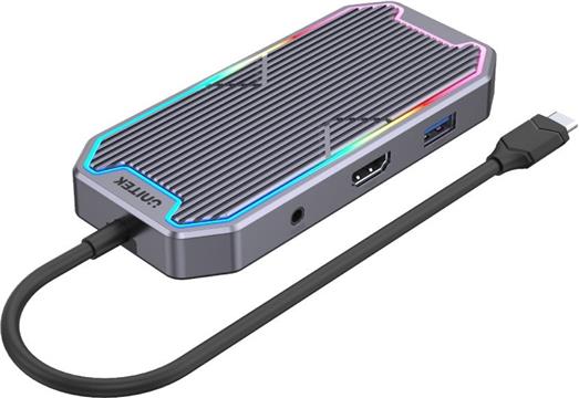 UNITEK uHUB S7+ Wired USB 3.2 Gen 2 (3.1 Gen 2) Type-C Grey