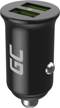 Green Cell GC CADM-GC-36AA - USB-Ladegeraet 36 W 2x USB-A schwarz Flashlight, GPS, Headphones, Mobile phone, Navigator, Other, Portable speaker, Power bank, Smartphone, Smartwatch, Tablet, Telephone, 