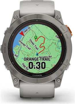 Garmin fenix 7X PRO Sapphire SOLAR Titanium Fog Gray/Orange remen, 010-02778-15