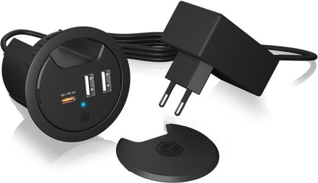 Icybox IB-HUB1407 built-in USB desktop charger with power supply and fast charging