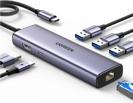 Ugreen 6-in-1 USB-C Hub (100 W PD, 4K@30Hz HDMI)