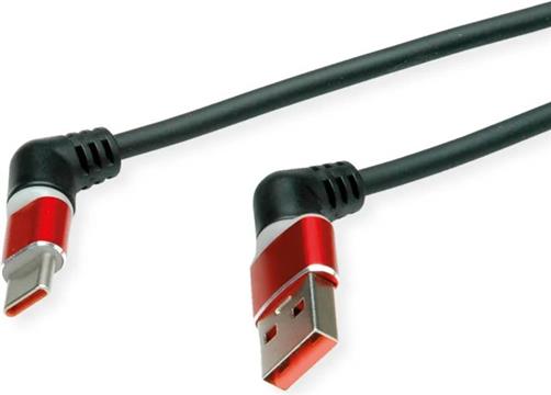 ROLINE 360° USB 2.0 kabel, C-A, M/M, 60W, crveno/crni, 1.0m