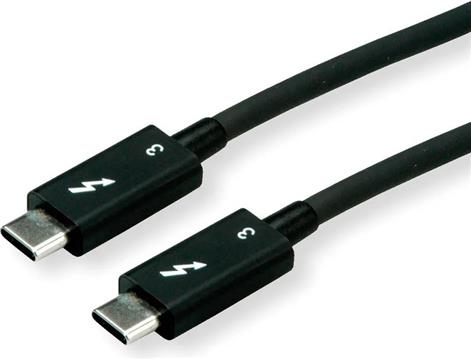 Roline Thunderbolt 3 kabel, 40GBit/s, 5A, M/M, 1.0m, crni