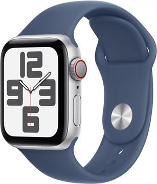 APPLE Watch SE GPS + Cellular 40mm Silver Aluminium Case with Denim Sport Band - M/L