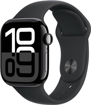 APPLE Watch Series 10 GPS + Cellular 42mm Jet Black Aluminium Case with Black Sport Band - M/L