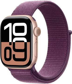 APPLE Watch Series 10 GPS + Cellular 42mm Rose Gold Aluminium Case with Plum Sport Loop