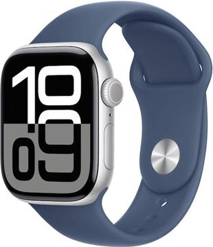 APPLE Watch Series 10 GPS 42mm Silver Aluminium Case with Denim Sport Band - S/M