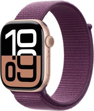 APPLE Watch Series 10 GPS 46mm Rose Gold Aluminium Case with Plum Sport Loop