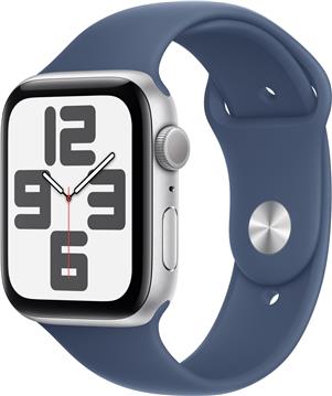 APPLE Watch SE GPS + Cellular 44mm Silver Aluminium Case with Denim Sport Band - S/M