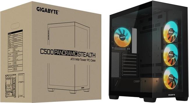 Gigabyte C500 Panoramic Stealth Ice USB-C USB 3.2 GEN2 ATX ARGB Lighted housing, black