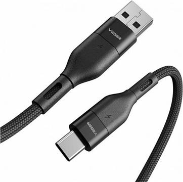 VEGER AC03 braided USB-A to USB-C cable, 1.2m, black.