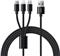 VEGER V303 braided cable 3-in-1 USB-A to USB-C/Lightning/MicroUSB, 1.2m, black.