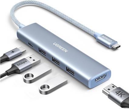Ugreen Revodok USB-C Hub 5-in-1, 100W PD, blue