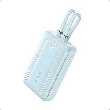 Anker Zolo Powerbank 20000 mAh, 30W with built-in USB-C + Lightning cables, blue