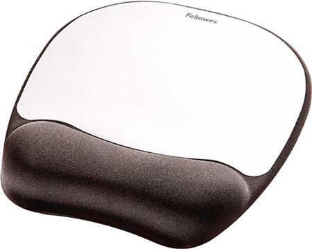 Fellowes Memory Foam Mouse Pad with Memory Foam Wrist Rest, Silver Streak