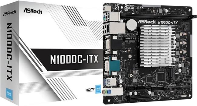 Matična ploča ASRock N100DC-ITX Intel N100 CPU3,4GHz mATX HDMIVGA DDR4 retail