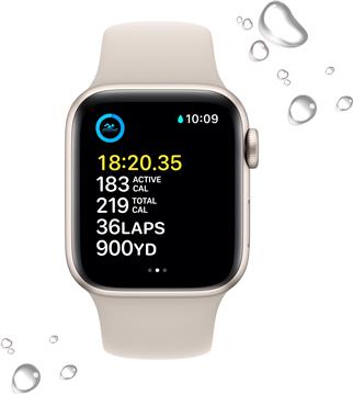 APPLE Watch SE GPS + Cellular 40mm Starlight Aluminium Case with Starlight Sport Band - S/M