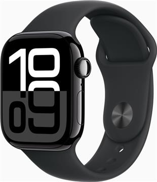 APPLE Watch Series 10 GPS 42mm Jet Black Aluminium Case with Black Sport Band - M/L