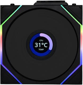 Fan Lian Li UNI FAN TL Wireless LCD 120 Reverse Blade ARGB PWM 120mm, 3 Pack + Controller, Black