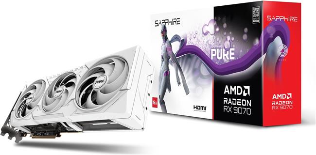 Grafička kartica Sapphire PURE Radeon RX 9070 16GB OC (bijela)