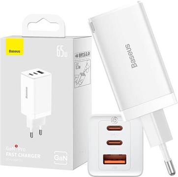 Punjač Baseus GaN5 Pro 2x USB-C + 1x USB 65W bijeli