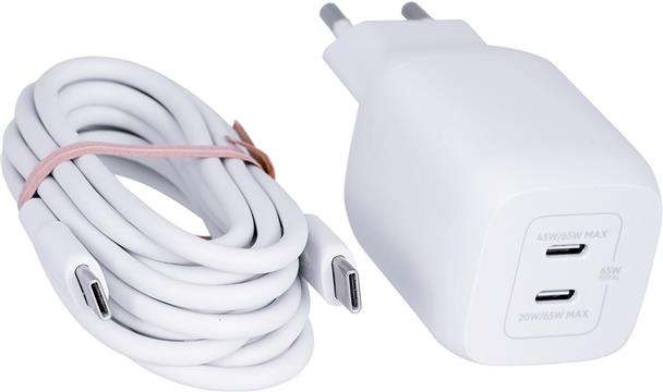 Punjač Belkin 65W Dual USB-C GaN s PVC 5A, C-C, 2.0m