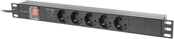 Rack naponska letva Lanberg PDU 19" 1U 16A 5x Schuko 2m crna