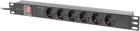 Rack naponska letva Lanberg PDU 19" 1U 16A 6x Schuko 2m crna
