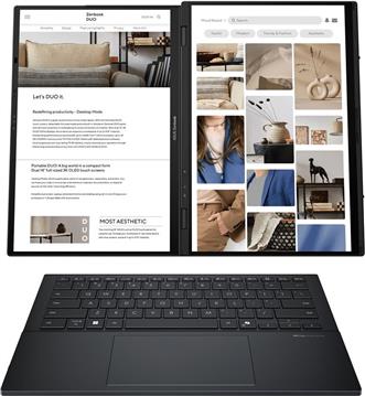 ASUS Zenbook Duo UX8406CA-PZ068X ARL H Core Ultra 9 14.0" 3K 120Hz 400nits Glossy 32GB LPDDR5X SSD2TB Intel Arc Graphics WLAN+BT Cam 75WHrs W11Pro Inkwell Gray
