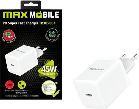 MAXMOBILE KUĆNI PUNJAČ PD SUPER FAST CHARGE TYPE C,TR385004 Gan 45W