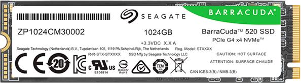 SSD SEAGATE BarraCuda 520 1.024TB M.2 2280-S2 PCIe Gen4 x4 NVMe 1.4, Read/Write: 5000/3200 MBps, TBW 250