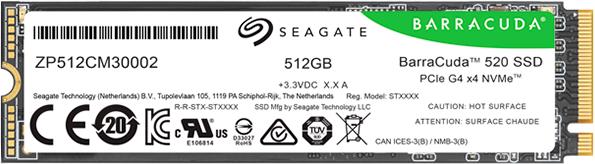 SSD SEAGATE BarraCuda 520 512GB M.2 2280-S2 PCIe Gen4 x4 NVMe 1.4, Read/Write: 5000/3800 MBps, TBW 200
