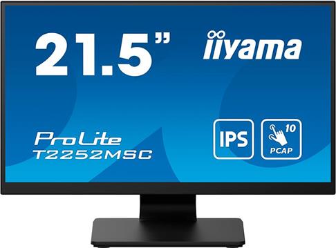 IIYAMA Monitor LED T2252MSC-B2AG 21.5" PCAP 10pt Touchscreen monitor featuring IPS panel technology, Edge-to-Edge glass design and Anti Glare coating HDMI DP USB HUB Tilt 3y