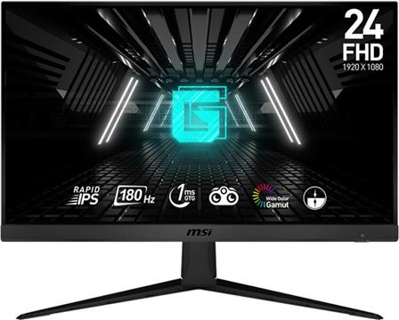 MSI G2412F Gaming Monitor, 24" 180Hz, FHD (1920x1080) 16:9, Rapid IPS Anti-glare, 1ms, 300nits, 1000:1, 178°/178°, Adaptive Sync, Adjustable Stand, 1x DP, 2x HDMI, 3Y Warranty